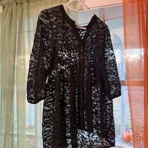 Torrid Black Lace Top with Buttons